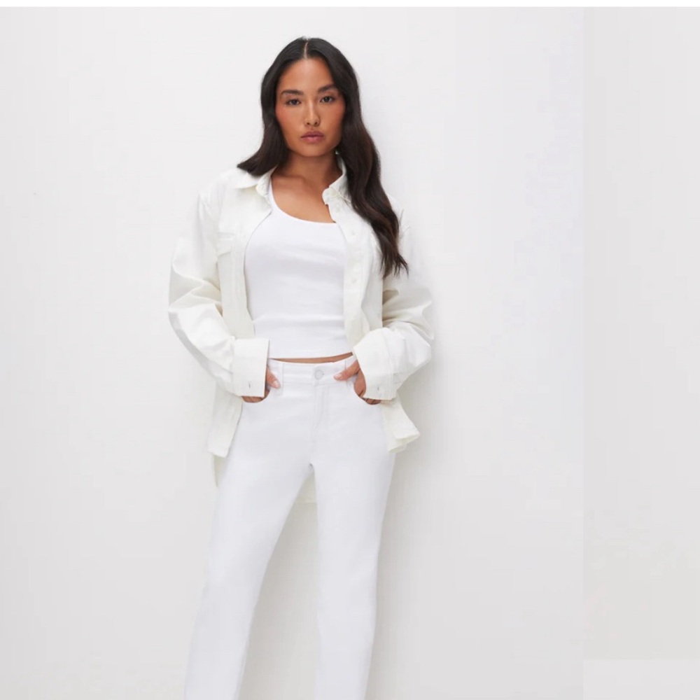 Good American White Straight Leg Jeans Sleek Design - Picture 2 of 7